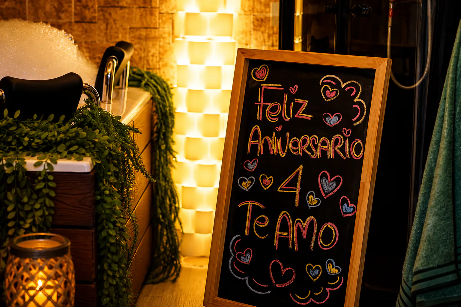 Decoración personalizada de aniversario preparada en Makai Spa